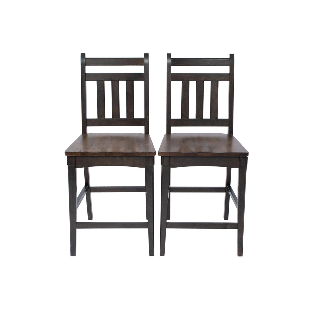 Pair of Counter-Height Solid Wood Barstools Brown Farmhouse Modern - Diamond Home USA
