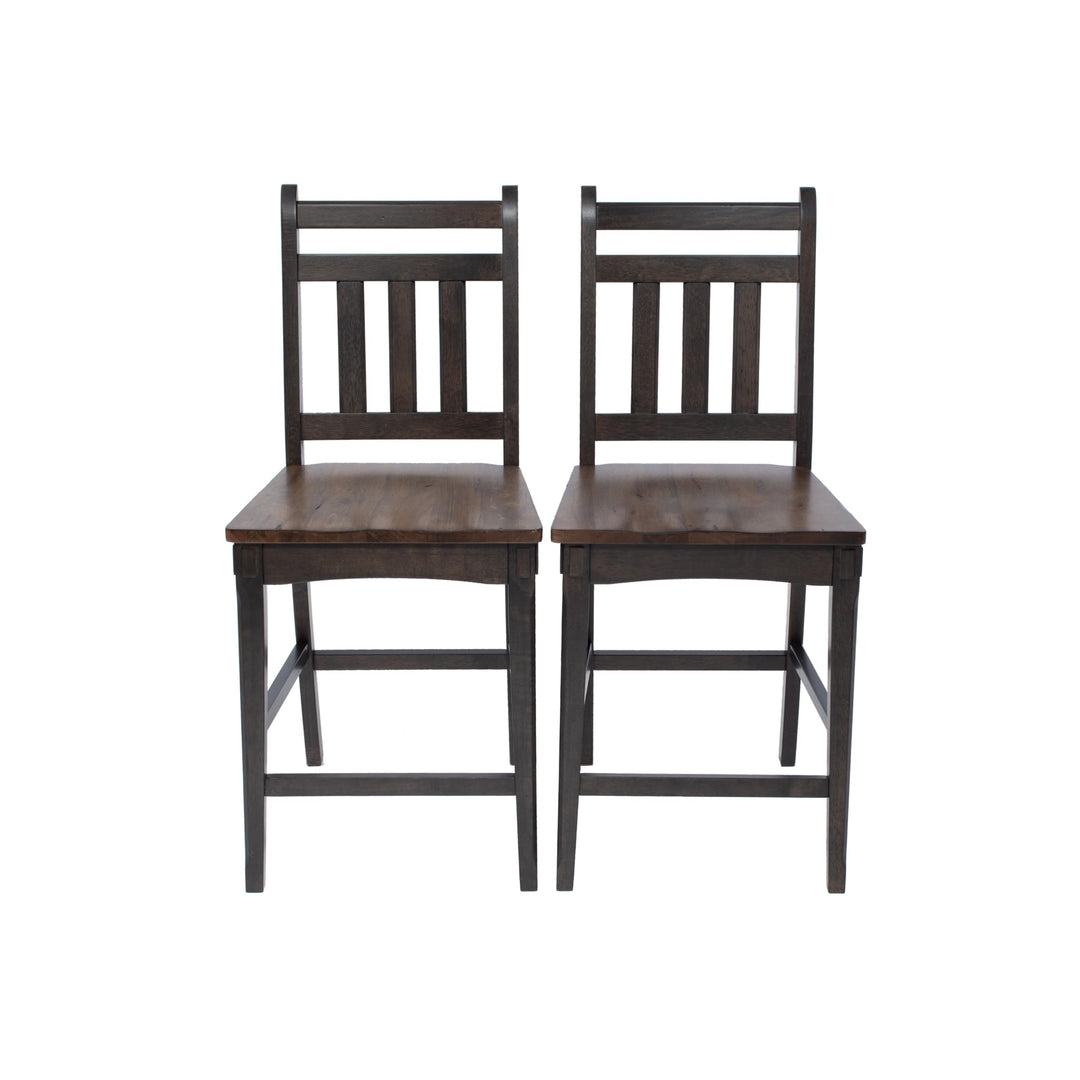 Pair of Counter-Height Solid Wood Barstools Brown Farmhouse Modern - Diamond Home USA
