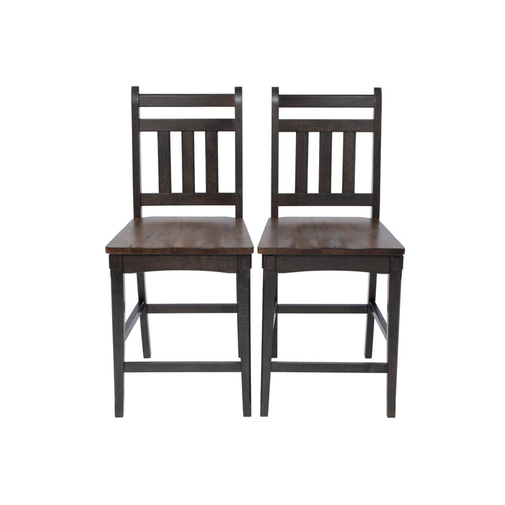 Pair of Counter-Height Solid Wood Barstools Brown Farmhouse Modern - Diamond Home USA