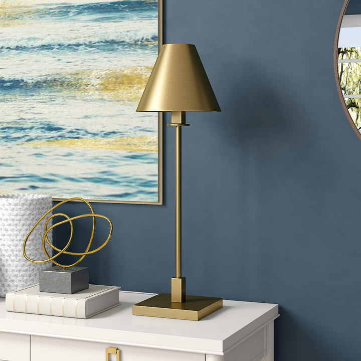 28" Tall Table Lamp with Metal Shade 9" Wide Gold Modern Contemporary Brass