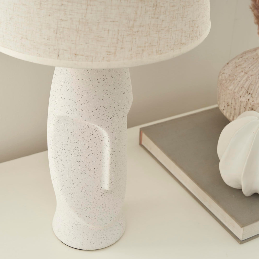 Nourison 21" Off-White Abstract Face Ceramic Table Lamp for Bedroom Living - Diamond Home USA