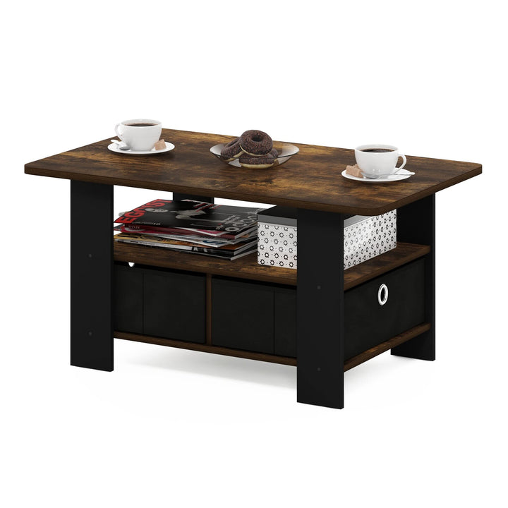 Coffee Table with Bin Drawer Brown Modern Contemporary Rectangular Wood Includes - Diamond Home USA