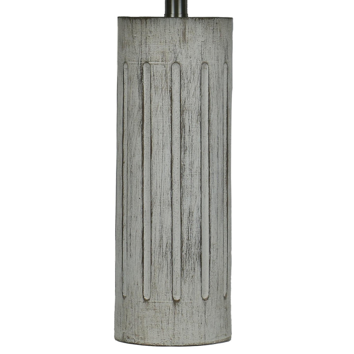 26" Rustic Scribed Column Table Lamp with Decorator Shade White Transitional - Diamond Home USA
