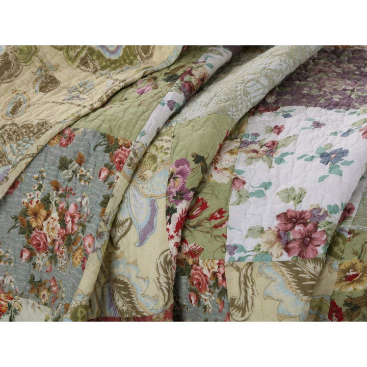 3 Piece Oversized Patchwork Bedspread Set Quilted French