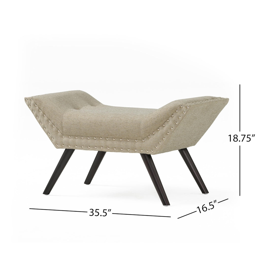 Christopher Knight Home Rosalynn Tufted Fabric Ottoman / Bench Almond