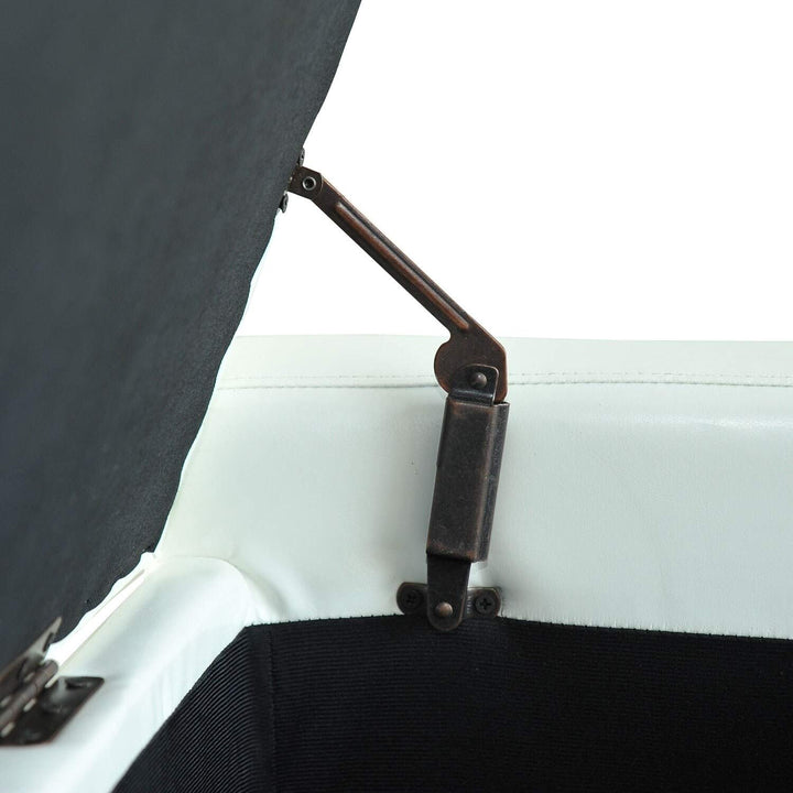 White Faux Leather Storage Ottoman Bench Solid Transitional - Diamond Home USA