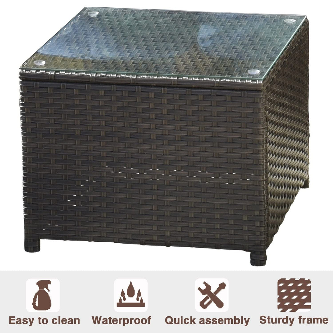 Garden Outdoor Wicker Coffee Table with Glass Top Brown Modern Contemporary - Diamond Home USA