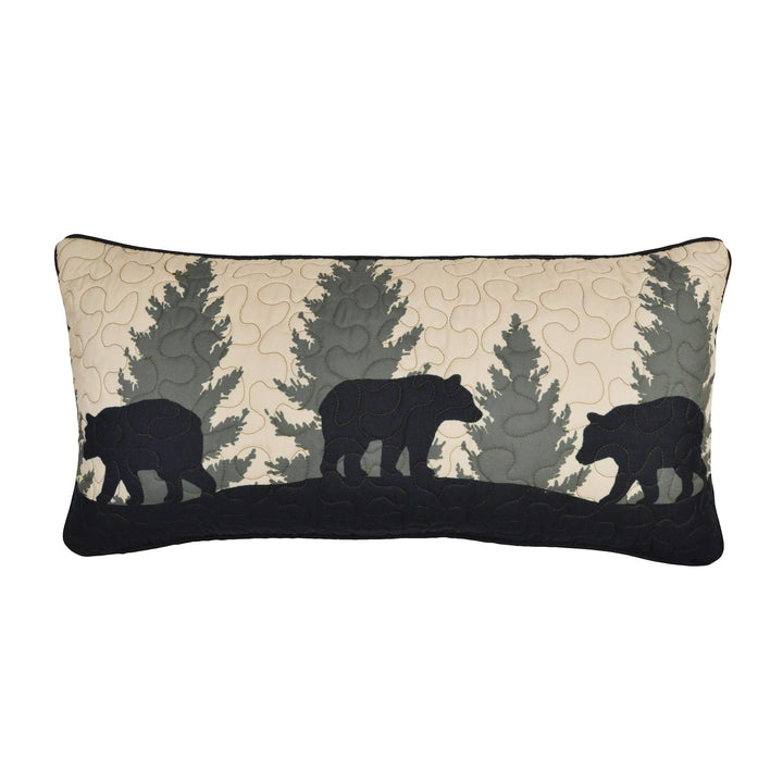 Bear Walk Plaid UCC Rectangle Decorative Pillow Black Animal Cabin Lodge