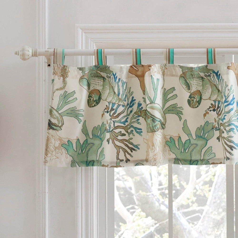 Green 84-inch Window Valance Coastal Nautical 100% Polyester Lined - Diamond Home USA