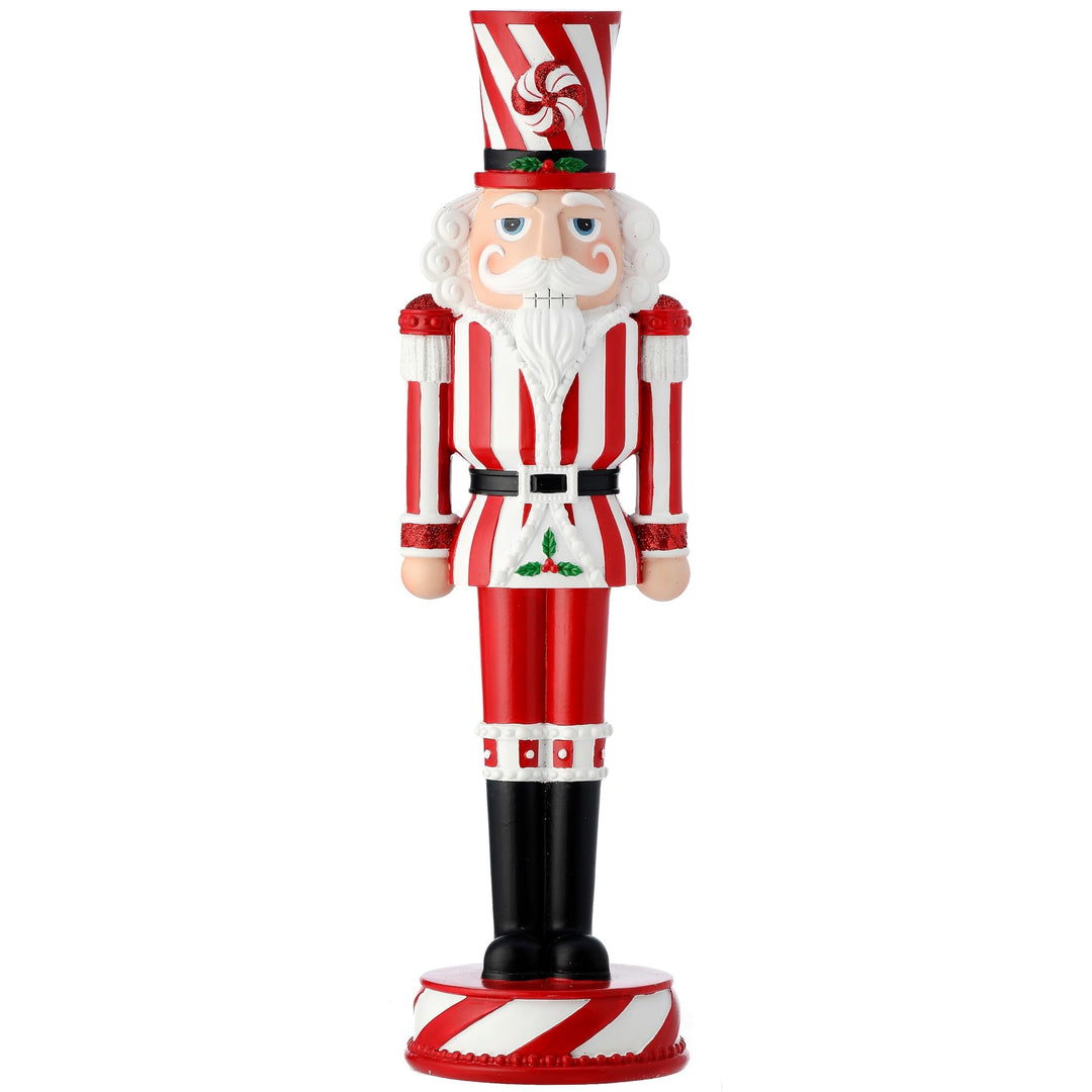 13" Resin Peppermint Nutcracker Red Polyresin - Diamond Home USA