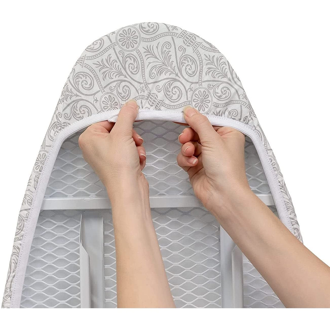 Damask Triple Layer Ironing Board Cover and Pad 15" X 54" Grey Cotton - Diamond Home USA