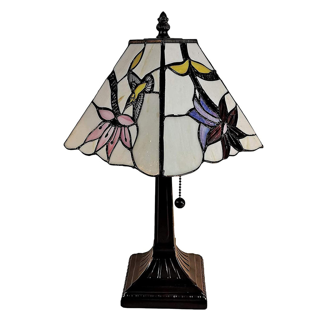 Amora Vintage Tiffany Lamp - Stained Floral Glass Nightstand Lamp -