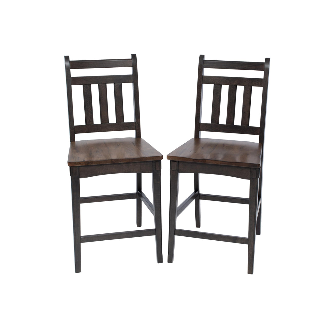 Pair of Counter-Height Solid Wood Barstools Brown Farmhouse Modern - Diamond Home USA