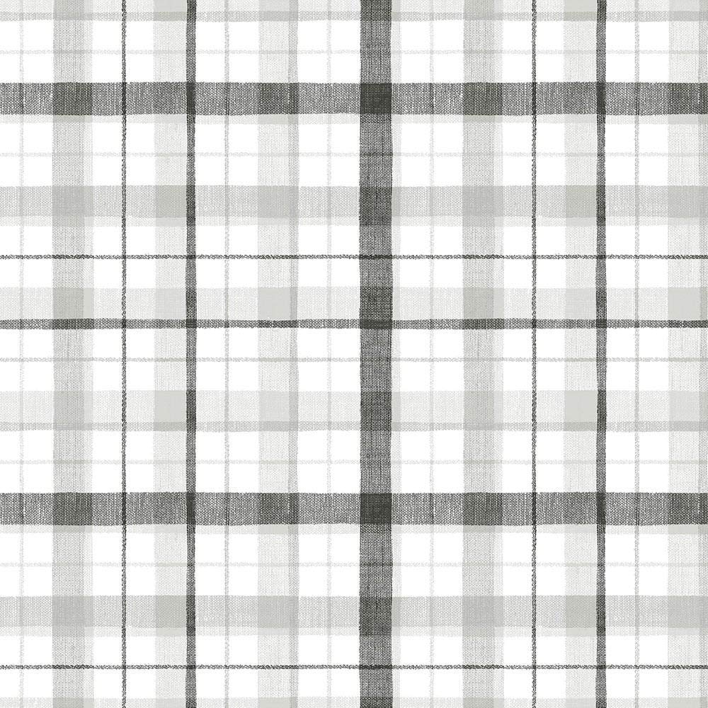 Linen Plaid Wallpaper Black