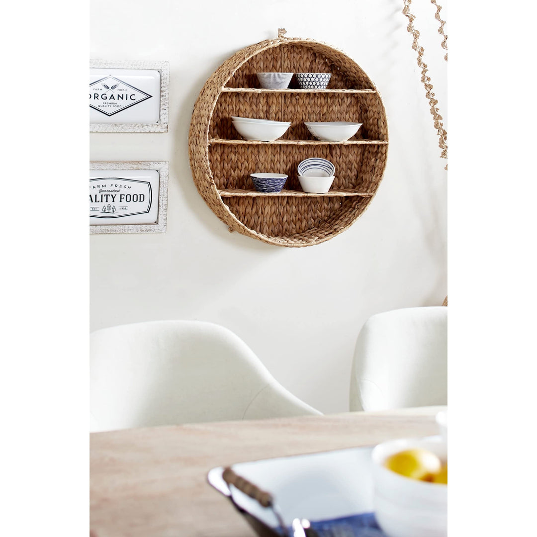 Large Round Water Wicker Hanging Shelf Natural Color 24" X 24 24round Brown Wood - Diamond Home USA