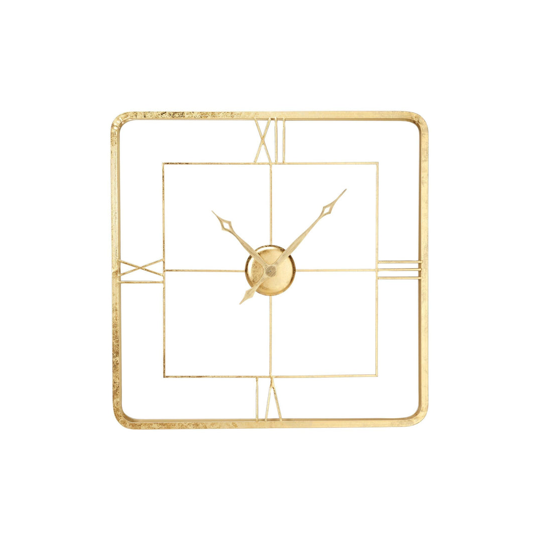 Extra Large Square Gold Wall Clock with Roman Numerals 36 X 3 Iron - Diamond Home USA