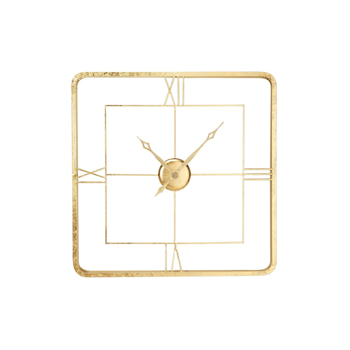 Extra Large Square Gold Wall Clock with Roman Numerals 36 X 3 Iron - Diamond Home USA