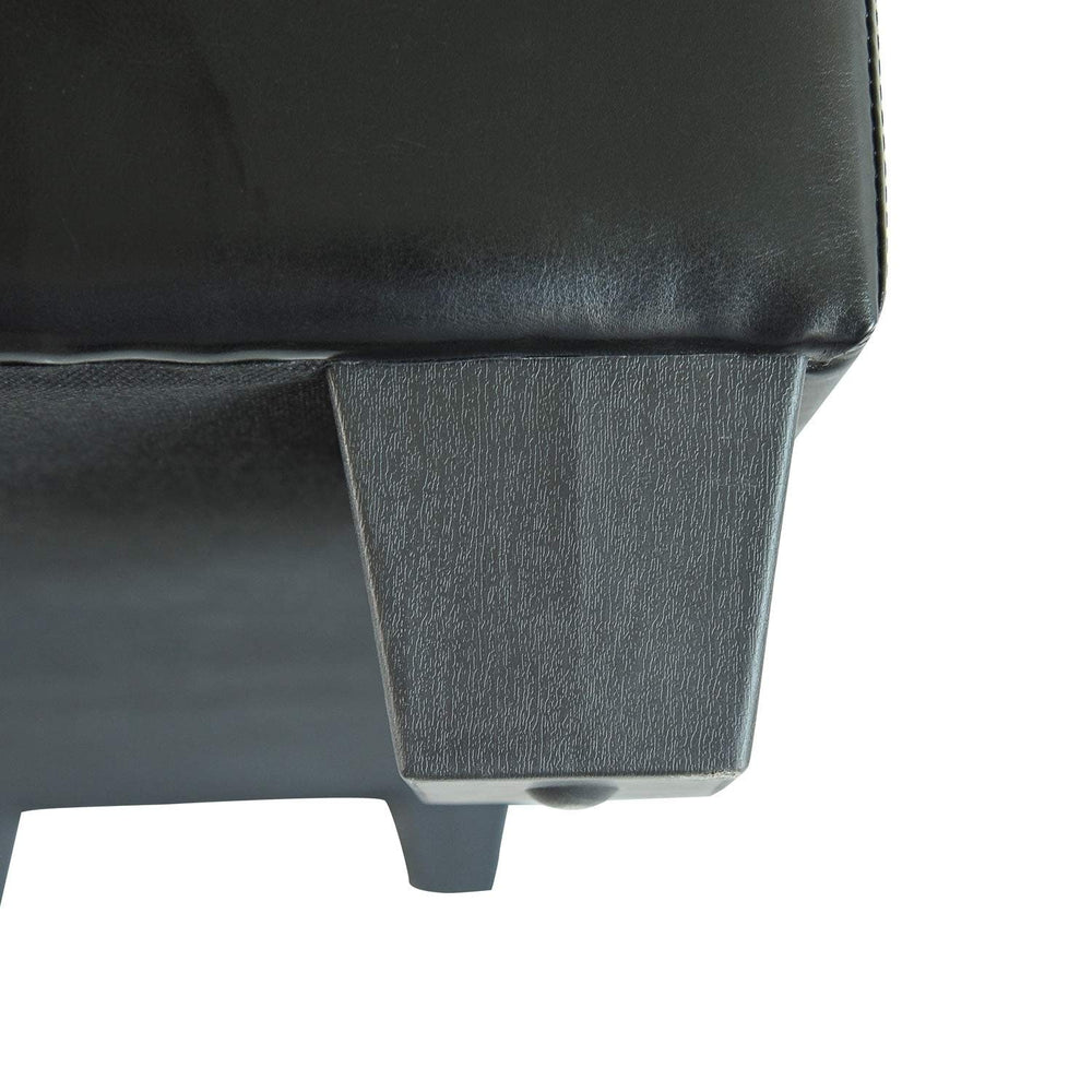 Black Faux Leather Storage Ottoman Bench Solid Modern Contemporary - Diamond Home USA