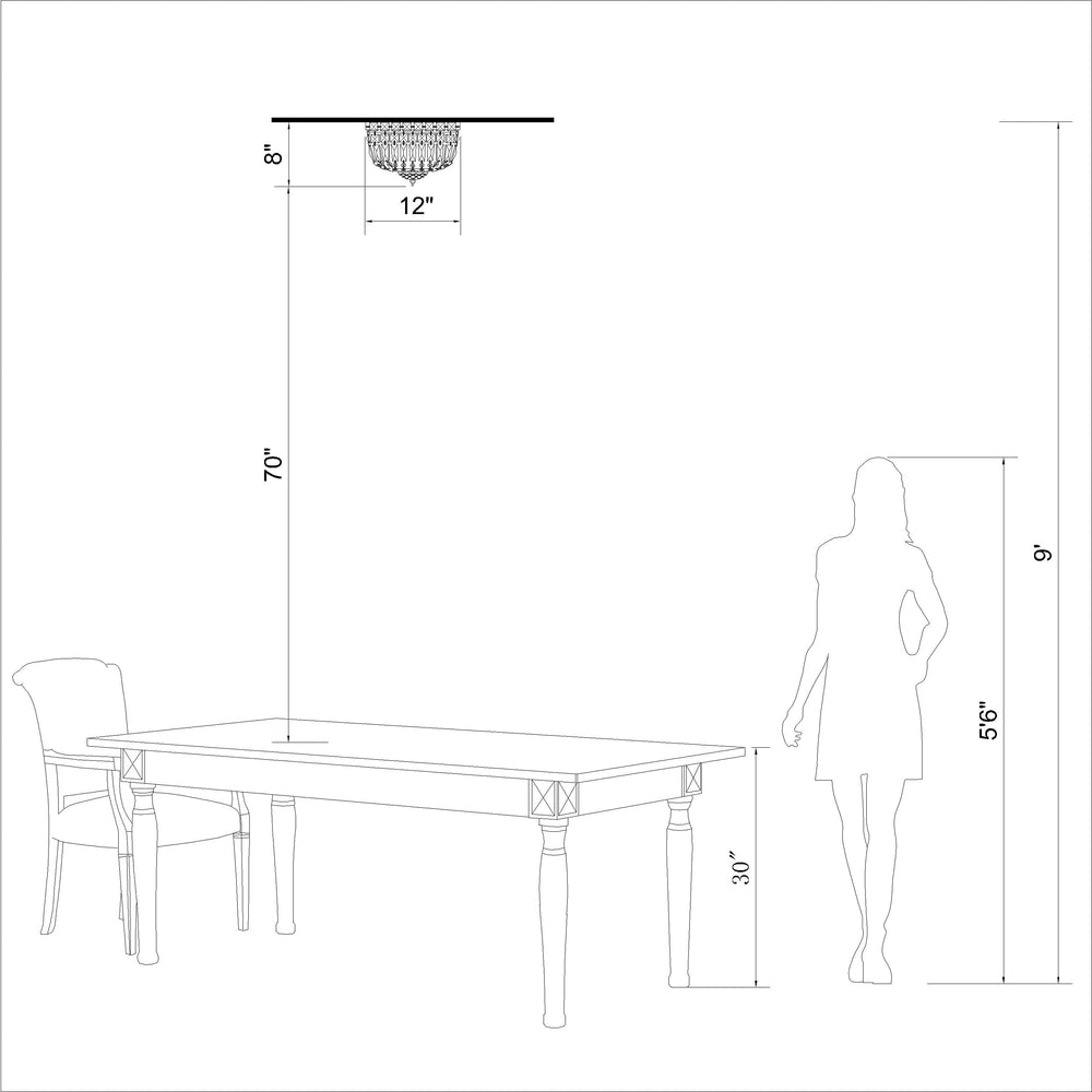 The Lighting Store Elisa Chrome Crystal Basket Flush Mount Chandelier - Diamond Home USA