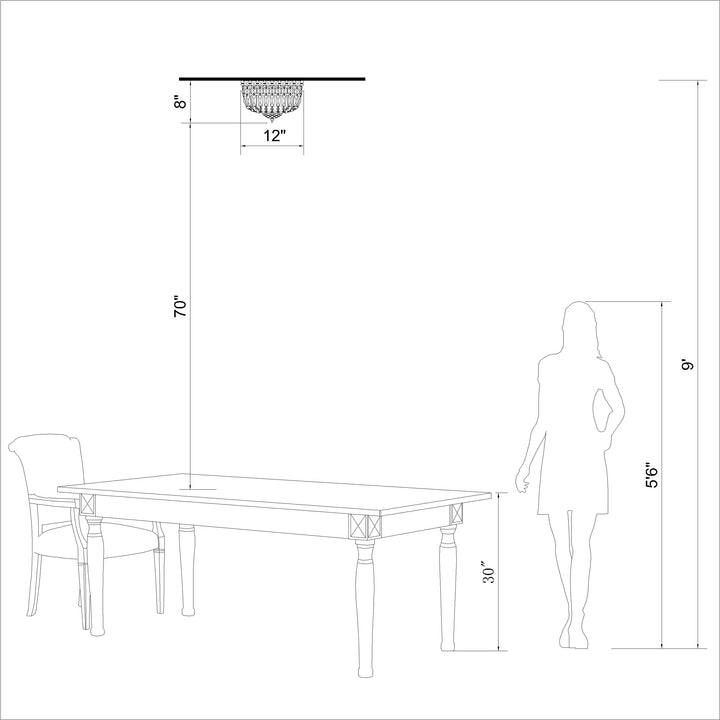 The Lighting Store Elisa Chrome Crystal Basket Flush Mount Chandelier - Diamond Home USA