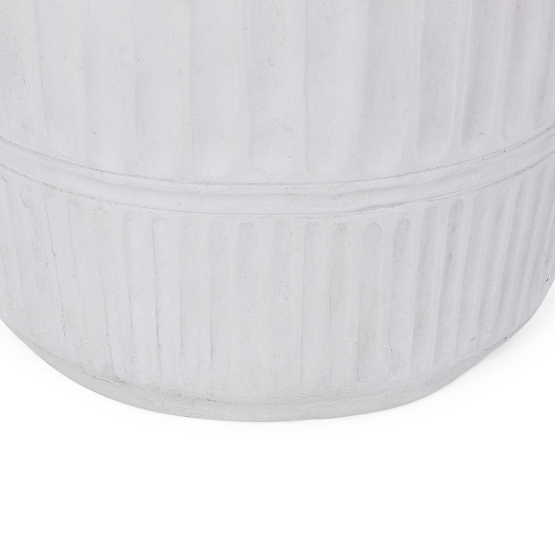 Outdoor Lightweight Concrete Side Table White Modern Contemporary Round - Diamond Home USA