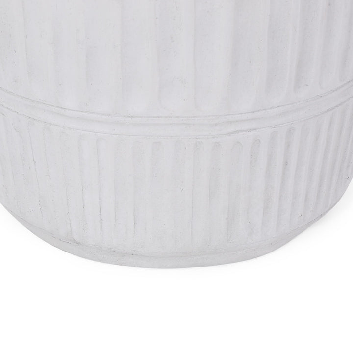 Outdoor Lightweight Concrete Side Table White Modern Contemporary Round - Diamond Home USA