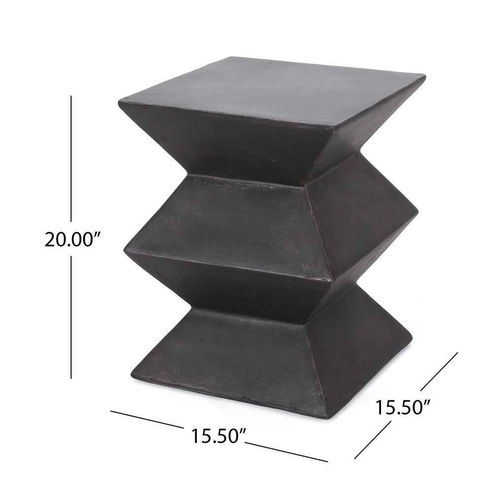 Outdoor Lightweight Concrete Side Table Black Modern Contemporary Square Antique - Diamond Home USA