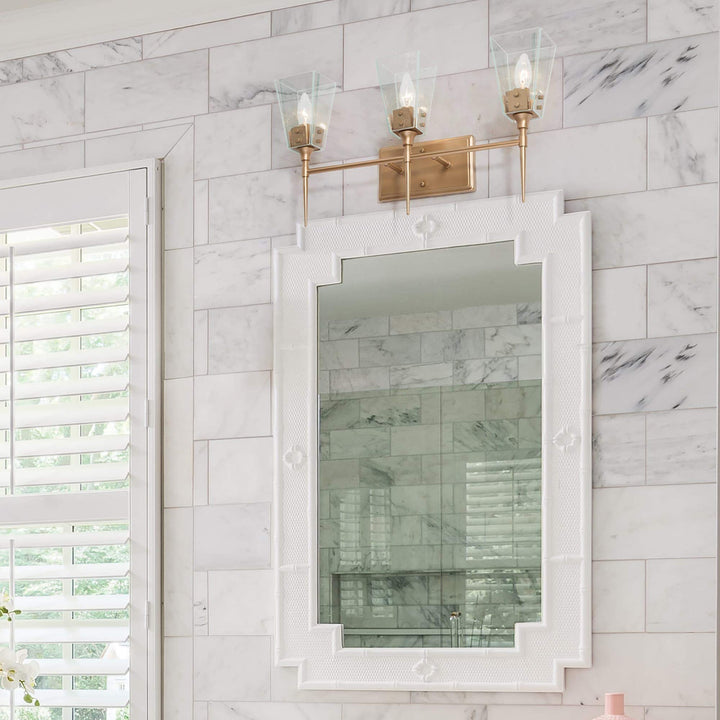 3-Light Gold Seeded Glass Bathroom Vanity Lighting Wall Sconces Lamp L21.2 X - Diamond Home USA