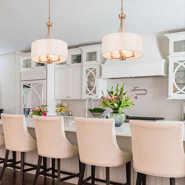 Modern 4-light Gold Drum Chandelier for Living Room L15.7 X W15.7 H 21.3 - Diamond Home USA