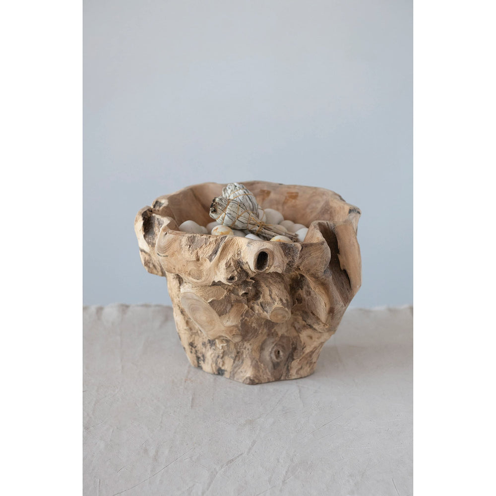 Decorative Teakwood Bowl Brown Teak - Diamond Home USA