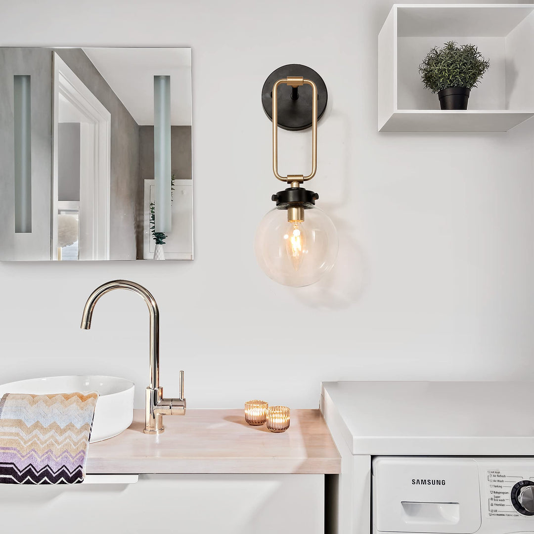 Sconces Wall Lighting Farmhouse Globe Wall Sconce 1-Light Wall Light with - Diamond Home USA