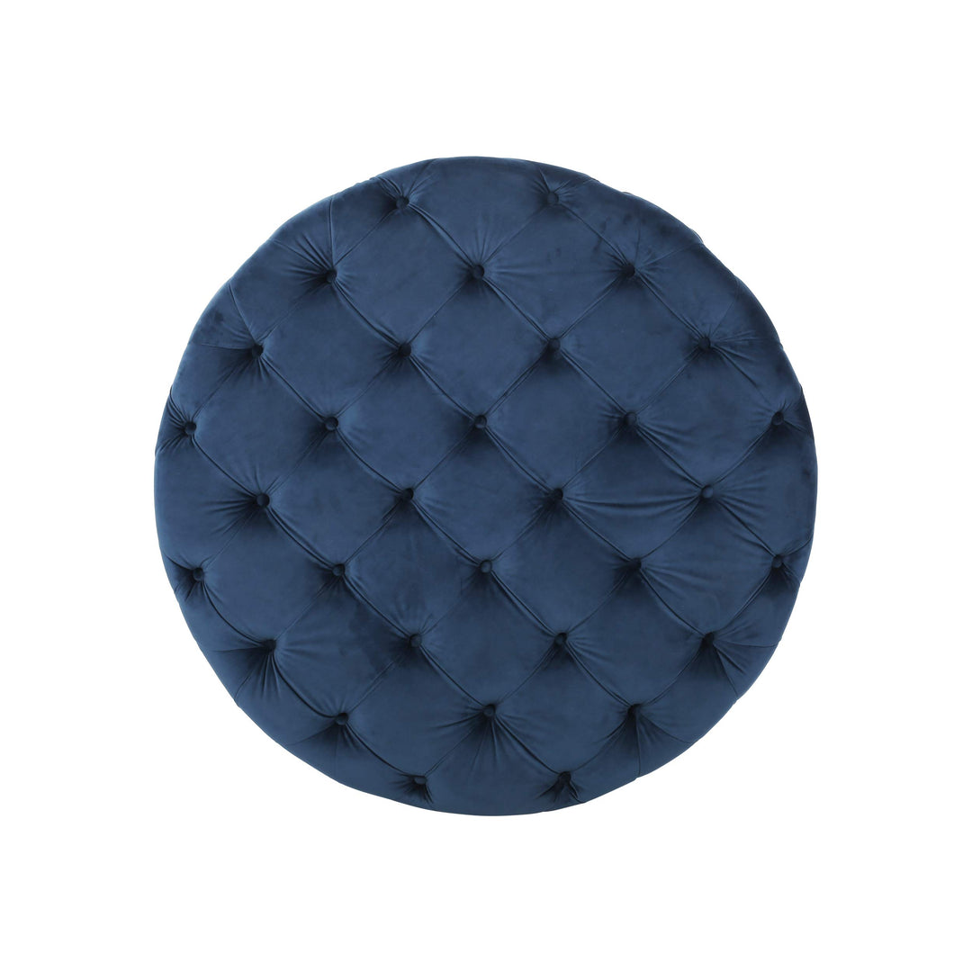 Christopher Knight Home Sabina Round Tufted Velvet Ottoman Blue - Diamond Home USA
