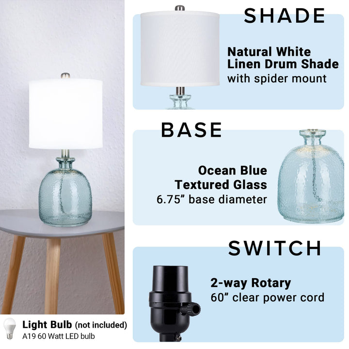 Catalina Lighting 20687-000 Textured Glass Table Lamp Desk Lamp for Office - Diamond Home USA