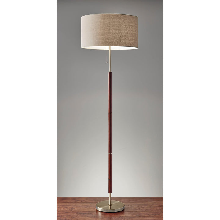 Walnut and Antique Brass Floor Lamp Brown Mid-Century Modern Contemporary - Diamond Home USA