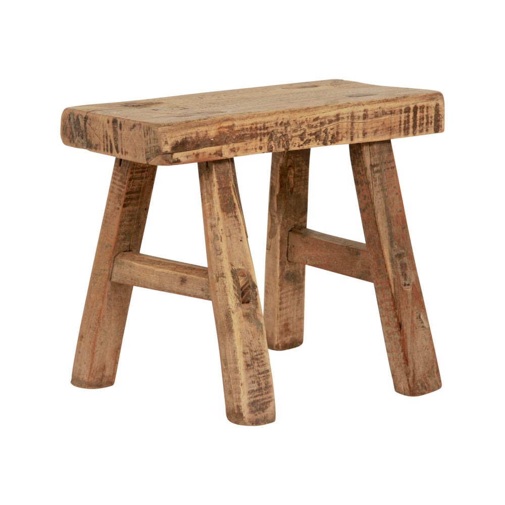 11 in. W Rectangular Natural Wood Vintage Mini Stool 11" X 5" L 9" H Solid - Diamond Home USA