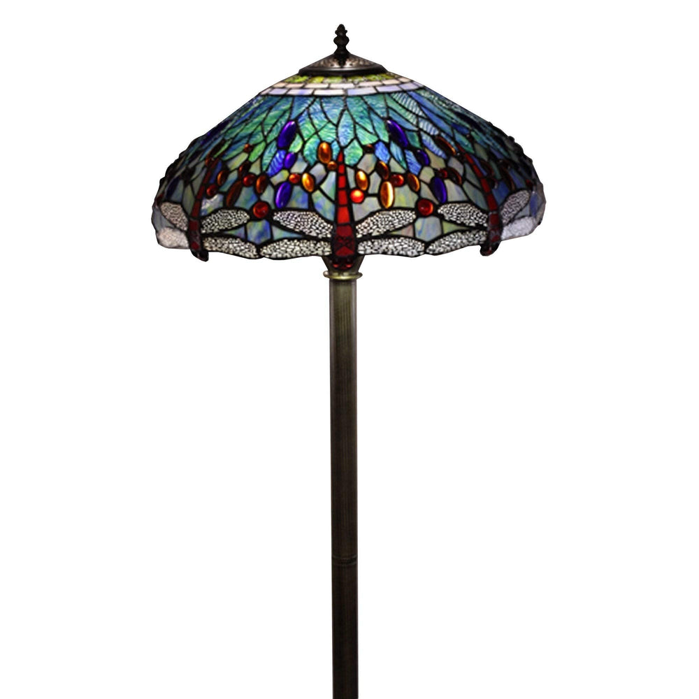 Tiffany-Style Blue Dragonfly Floor Lamp Tiffany Bronze - Diamond Home USA