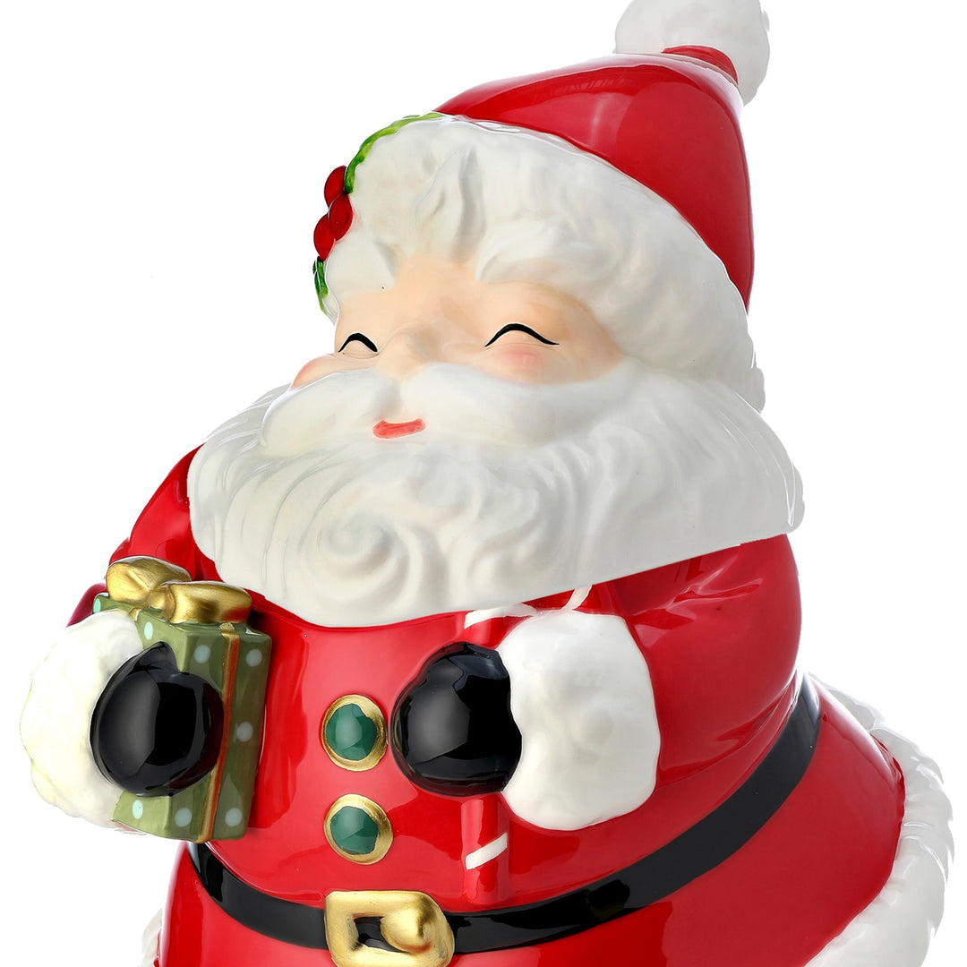 13.5" Santa Cookie Jar Red Ceramic - Diamond Home USA