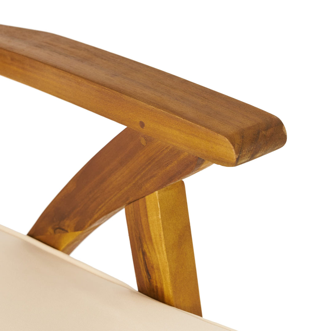 Christopher Knight Home Hermosa Acacia Wood Outdoor Barstools 2-Pcs Set Teak Brown+Cream - Diamond Home USA