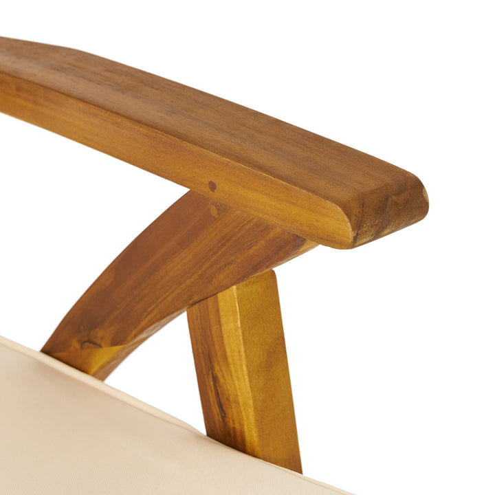 Christopher Knight Home Hermosa Acacia Wood Outdoor Barstools 2-Pcs Set Teak Brown+Cream - Diamond Home USA