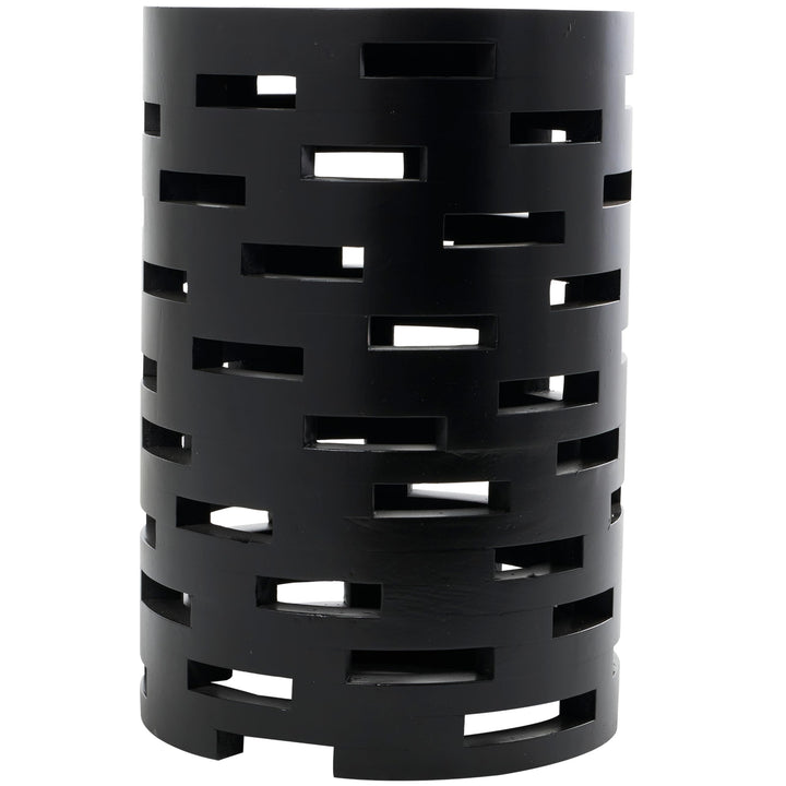 Black Wood Brick Inspired Cutout Geometric Accent Table Modern Contemporary - Diamond Home USA