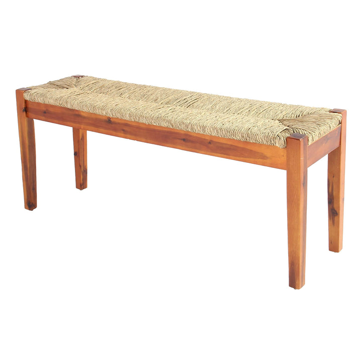 Seagrass Wood Bench Brown Striped Modern Contemporary Handmade - Diamond Home USA