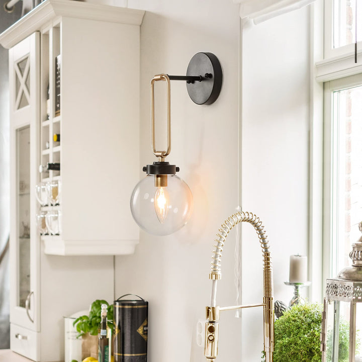 Sconces Wall Lighting Farmhouse Globe Wall Sconce 1-Light Wall Light with - Diamond Home USA