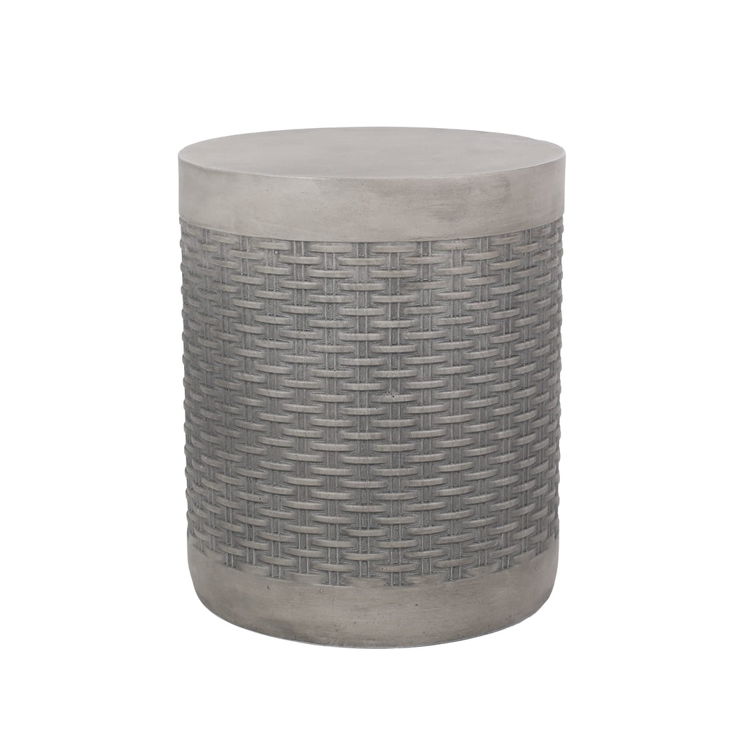 Outdoor Lightweight Concrete Side Table Grey Modern Contemporary Round Water