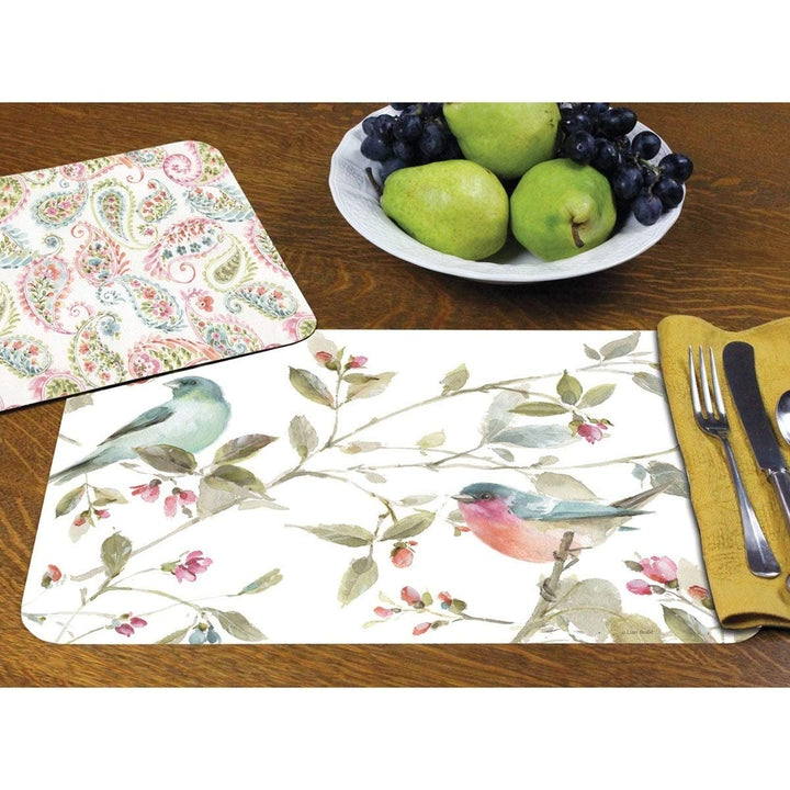 Reversible Wipe-Clean Plastic Placemats Set of 4 Beautiful Romance Multi Color - Diamond Home USA