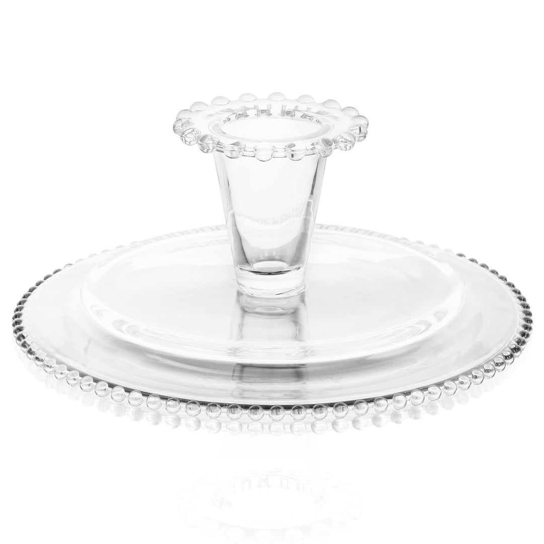 12in Glass Pedestal Cake Stand Clear Round Dishwasher Safe - Diamond Home USA