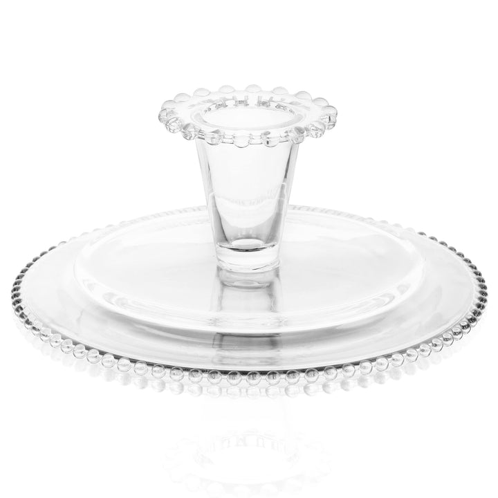 12in Glass Pedestal Cake Stand Clear Round Dishwasher Safe - Diamond Home USA