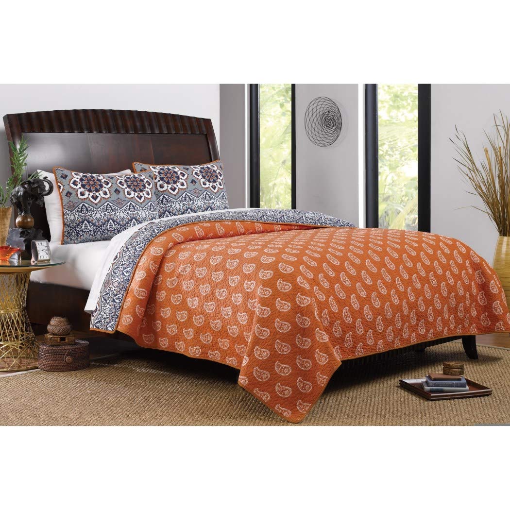 3 Piece Beautiful Burnt Quilt Set Medallion Bohemian
