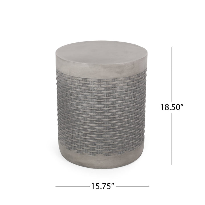 Outdoor Lightweight Concrete Side Table Grey Modern Contemporary Round Water - Diamond Home USA
