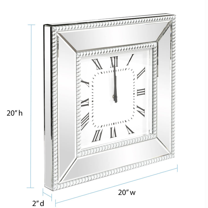 Howard Elliott 99172 Mirrored Wall Clock with Beaded Glass Trim - Diamond Home USA