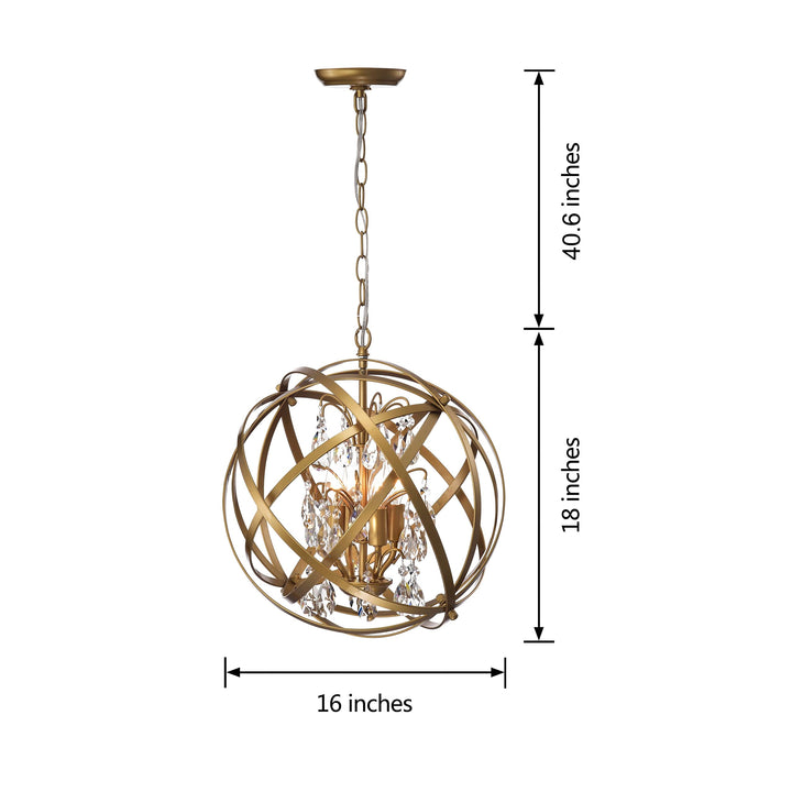 The Lighting Store Benita 4-Light Metal Globe Crystal Chandelier - Diamond Home USA